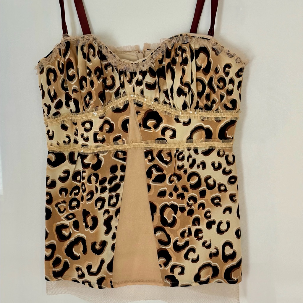 Nanette Lenore Silk Printed Leopard Tailored Bustier Size 2